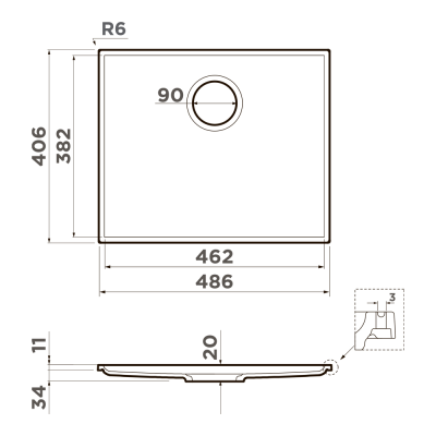Детальное фото товара: Omoikiri Kiten 48-INT WH, мойка, керамика, белый