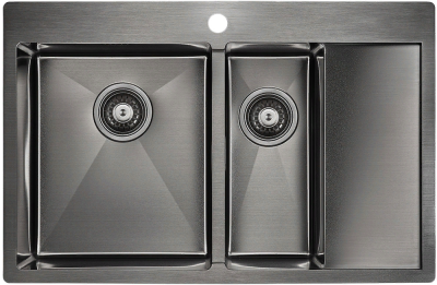 Paulmark KRONER 78/2SF, мойка, нержавеющая сталь, вороненая сталь, левая