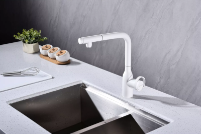 Paulmark URBAN, смеситель, белый матовый Детальное фото товара: Paulmark URBAN, смеситель, белый матовый