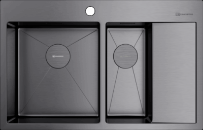 Omoikiri Akisame 78-2-GM-L, мойка, нержавеющая сталь/вороненая сталь, чаша слева