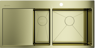 Omoikiri Akisame 100-2-LG-R, мойка, нержавеющая сталь/светлое золото, чаша справа