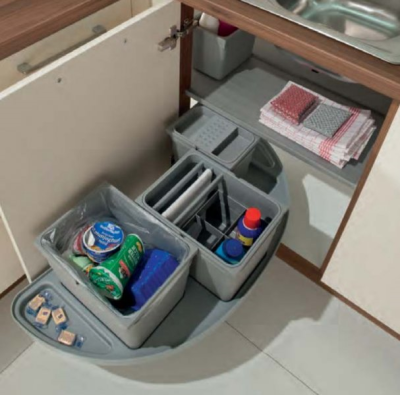 Ninka Vector система сортировки и хранения в угловой шкаф, 3 контейнера 12/12/5,5 л, правая, серый