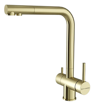 Фото товара: KUCHENSTERN FOKUS-F, смеситель, нержавеющая сталь, золото