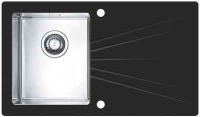 ALVEUS KARAT 10, мойка, нержавеющая сталь/стекло, черный (в компл.с сифоном 1127251)