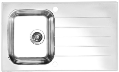 ALVEUS GLASSIX 10 RAL9005-90, мойка, нержавеющая сталь/стекло, белый (в компл.с сифон 1127251)