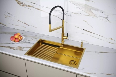 Детальное фото товара: Paulmark NEXT-PRO 74 UNI, мойка, нержавеющая сталь, брашированное золото