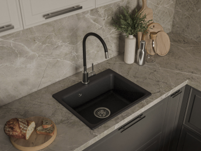 Детальное фото товара: ЭкоМ М-520, мойка, мрамор, черный