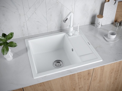 Детальное фото товара: Paulmark FLUGEN 50-600, мойка, гранит, белый
