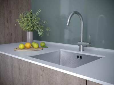 Paulmark BEND, смеситель, брашированная сталь Детальное фото товара: Paulmark BEND, смеситель, брашированная сталь