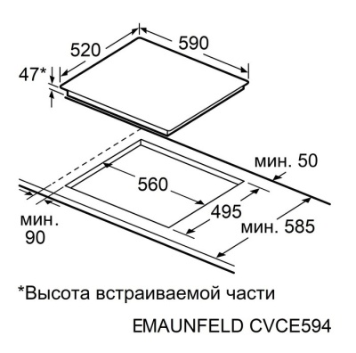 Maunfeld CVCE594PBK Детальное фото товара: Maunfeld CVCE594PBK стеклокерамическая поверхность