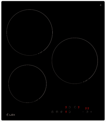 Детальное фото товара: LEX EVH 4030 BL стеклокерамическая поверхность