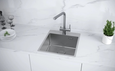 Детальное фото товара: KUCHENSTERN WERK 45, мойка, нержавеющая сталь, вороненая сталь