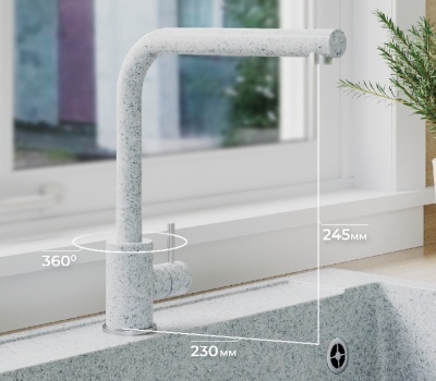 Детальное фото товара: Polygran Спика, смеситель, светло-серый №314