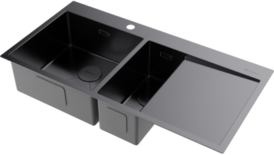Детальное фото товара: Omoikiri Akisame 100-2-GM-L, мойка, нержавеющая сталь/вороненая сталь, чаша слева