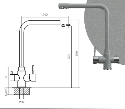 Детальное фото товара: Polygran Вега, смеситель, светло-серый №314