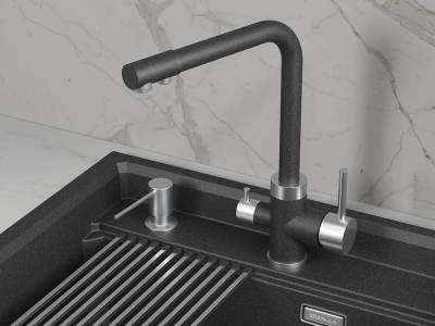 Детальное фото товара: GRANULA 5015 смеситель, нержавеющая сталь, черный