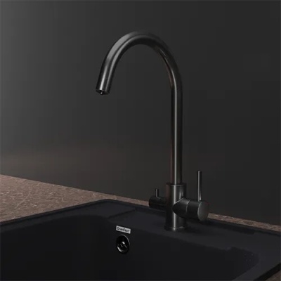 Детальное фото товара: GranFest GF-Z-5420, смеситель, нержавеющая сталь, PVD графит