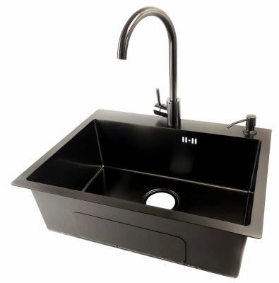 Детальное фото товара: Emar EMB-119 PVD Nano Dark, мойка, нержавеющая сталь, вороненая сталь