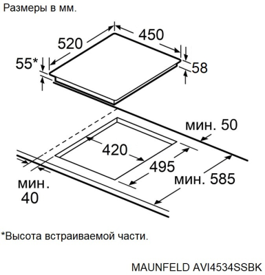 Детальное фото товара: Maunfeld AVI4534SSBK индукционная поверхность