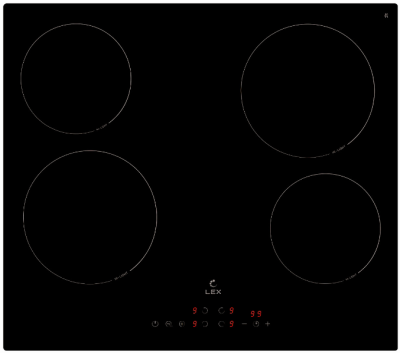 Детальное фото товара: LEX EVH 6040 BL стеклокерамическая поверхность