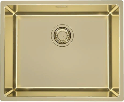 ALVEUS KOMBINO 50 MONARCH GOLD SAT-90, мойка, нерж. сталь, золото (в компл. с выпуском без сифона)