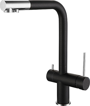 Фото товара: Rivelato LUGANO 1523513 antracite/cromo, смеситель, гранит, антрацит/хром