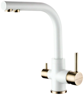 Детальное фото товара: Paulmark ESSEN, смеситель, белый матовый/бронза