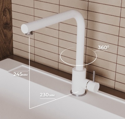 Детальное фото товара: Polygran Спика, смеситель,белый хлопок №36