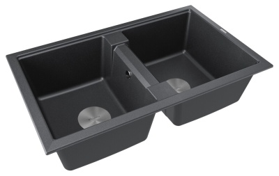 Paulmark TANDEM 80/2, мойка, гранит, черный Детальное фото товара: Paulmark TANDEM 80/2, мойка, гранит, черный