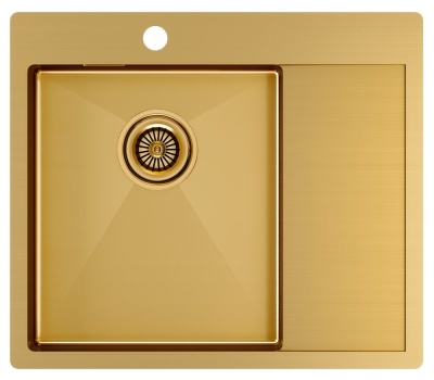 Детальное фото товара: Paulmark KRONER 59F, мойка, нержавеющая сталь, брашированное золото, левая