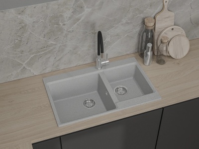 Детальное фото товара: GranFest LEVEL GF-LV-780K, мойка, мрамор, серый