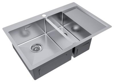 Детальное фото товара: Paulmark KRONER 78/2SF, мойка, нержавеющая сталь брашированное, левая