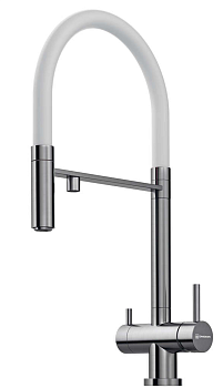 Фото товара: Omoikiri Kanto-BN-WH латунь/нерж. сталь/белый гибкий шланг