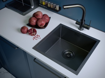 Детальное фото товара: Paulmark ALLER 44 UNI, мойка, нержавеющая сталь, вороненая сталь