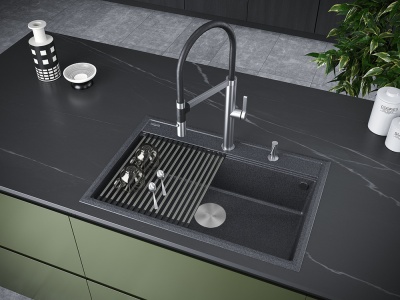 Paulmark STEPIA 80, мойка, гранит, графит Детальное фото товара: Paulmark STEPIA 80, мойка, гранит, графит