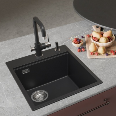 Детальное фото товара: Rivelato TESORO TR-455-L antracite мойка, гранит, антрацит