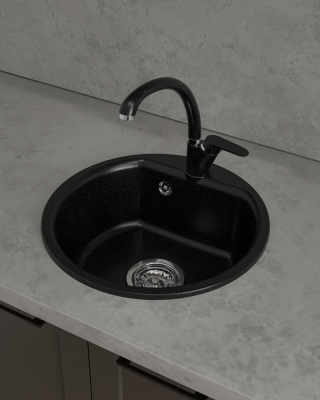 Детальное фото товара: ЭкоМ М-435, мойка, мрамор, черный