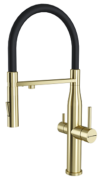 Фото товара: KUCHENSTERN ELIT-FE, смеситель, нержавеющая сталь, золото