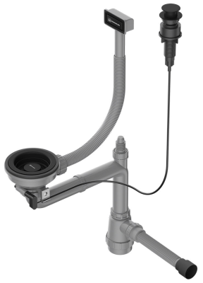 Omoikiri WK-1-A-GB Арматура для одночашевых моек с прямоугольным перелив, графит