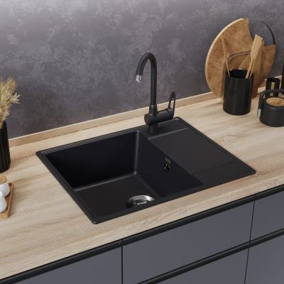 Детальное фото товара: Maunfeld Lacrima 605 MFQS-605B, мойка, гранит, черный