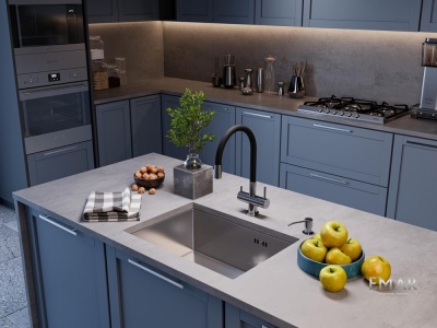 Детальное фото товара: Emar EMB-132 PVD Nano Satine, мойка, нержавеющая сталь сатин