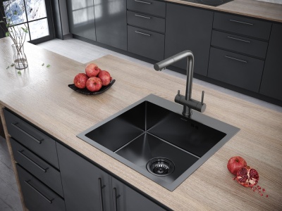 Детальное фото товара: Paulmark KRONER 59, мойка, нержавеющая сталь, вороненая сталь