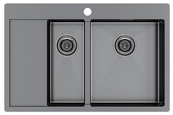 Фото товара: Paulmark KRONER 78/2SF, мойка, нержавеющая сталь, вороненая сталь, правая