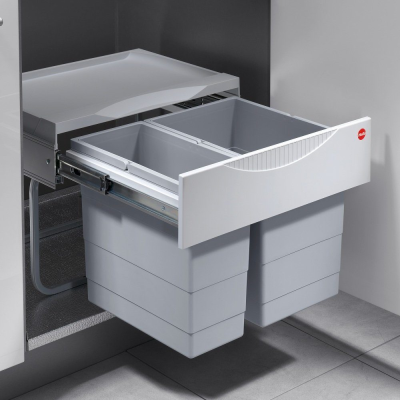 Детальное фото товара: Hailo Space Saving выдвижная мусорная система с 2 ведрами 18 л и 12 л