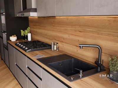 Emar EMQ-1780.Q, мойка, гранит, морион Детальное фото товара: Emar EMQ-1780.Q, мойка, гранит, морион