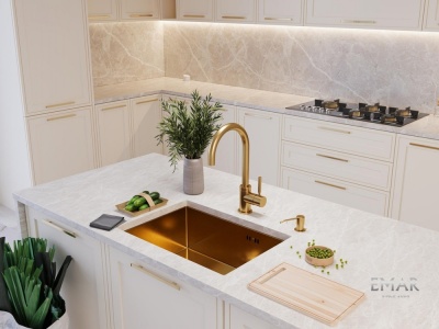 Emar EMB-123 PVD Nano Golden, мойка, нержавеющая сталь, золото Детальное фото товара: Emar EMB-123 PVD Nano Golden, мойка, нержавеющая сталь, золото