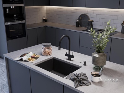 Детальное фото товара: Emar EMB-132 PVD Nano Dark, мойка, нержавеющая сталь, вороненая сталь