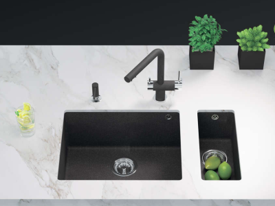 Omoikiri Bosen 54-U-BL, мойка, гранит, черный Детальное фото товара: Omoikiri Bosen 54-U-BL, мойка, гранит, черный