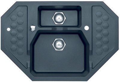 ALVEUS SENSUAL 60 GRANITAL+ TWILIGHT-G05M, мойка, гранит, черный металлик (с сифоном 1104729)