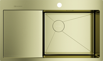 Фото товара: Omoikiri Akisame 86-LG-R Side , мойка, нержавеющая сталь/ светлое золото, чаша справа